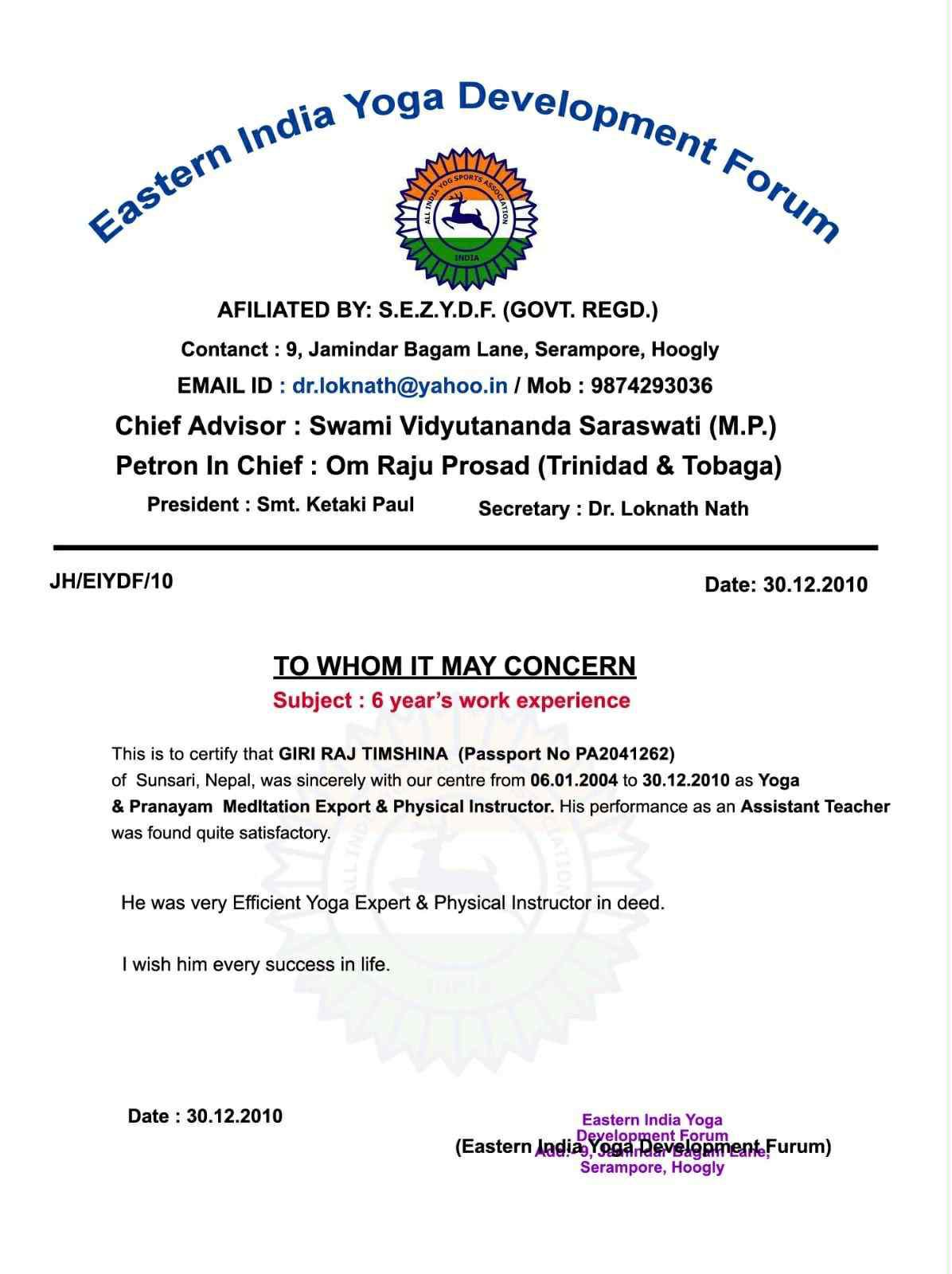 Yoga Teaching Session